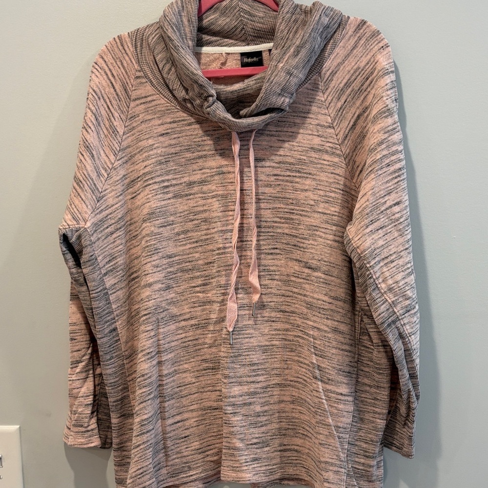 Rafaella Pink and Gray Cowl Neck Sweatshirt